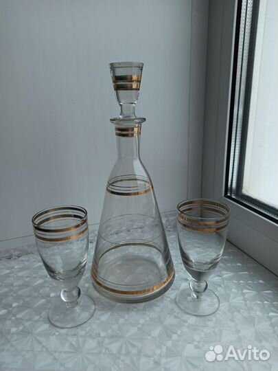 Графин штоф и 2 рюмки набор СССР