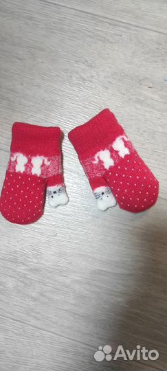 Варежки детские 2 года