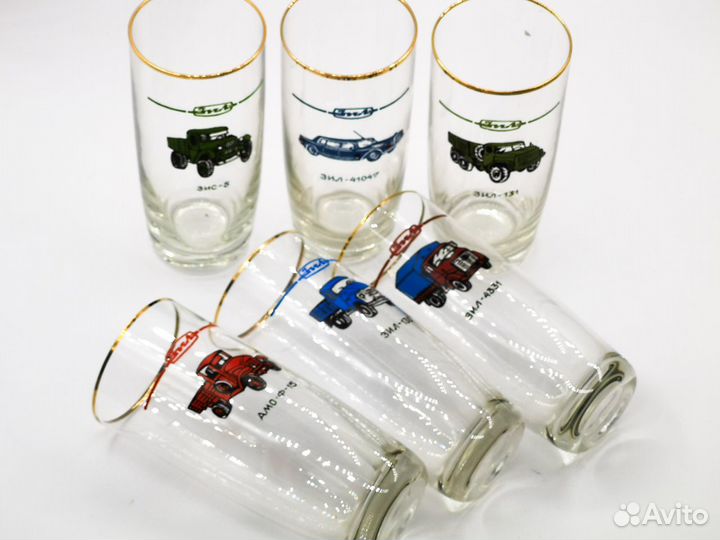Коллекционные стаканы с машинами ЗИЛ, 80-90г набор