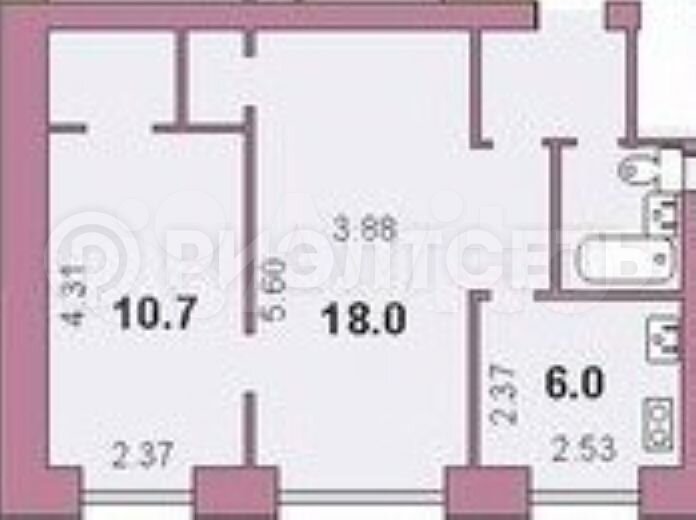 2-к. квартира, 44,7 м², 4/5 эт.