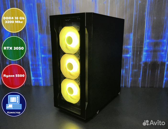 Сборка пк для 2к AMD5500-RTX3050-16DDR4-BNV698-A520