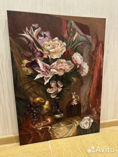 Картина маслом на холсте, натюрморт с цветами