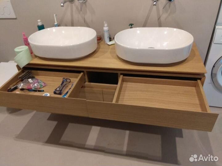 Тумба под две раковины шпон на заказ