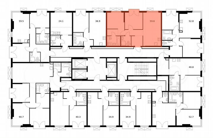2-к. квартира, 59,6 м², 3/13 эт.