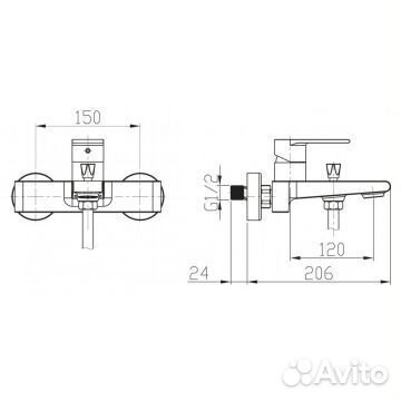 Смеситель для ванн BelBagno Nova сатин NOV-vasm-IN