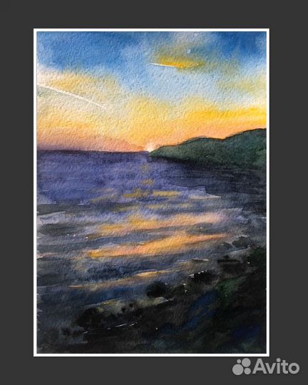 Картина акварелью пейзаж море