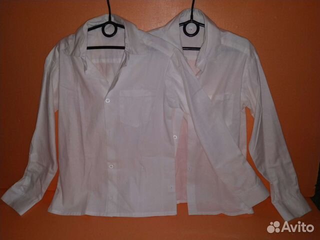 Рубашки белые для двойни на рост128. Цена за 2шт