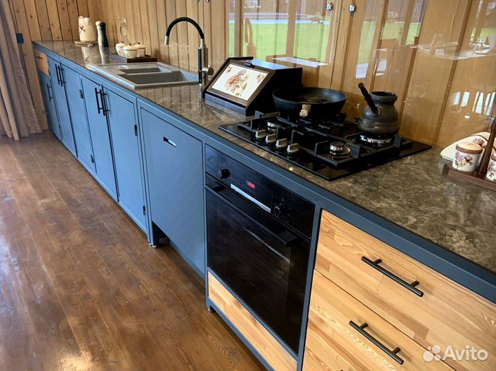 Кухня лофт из дерева и металла в стиле лофт