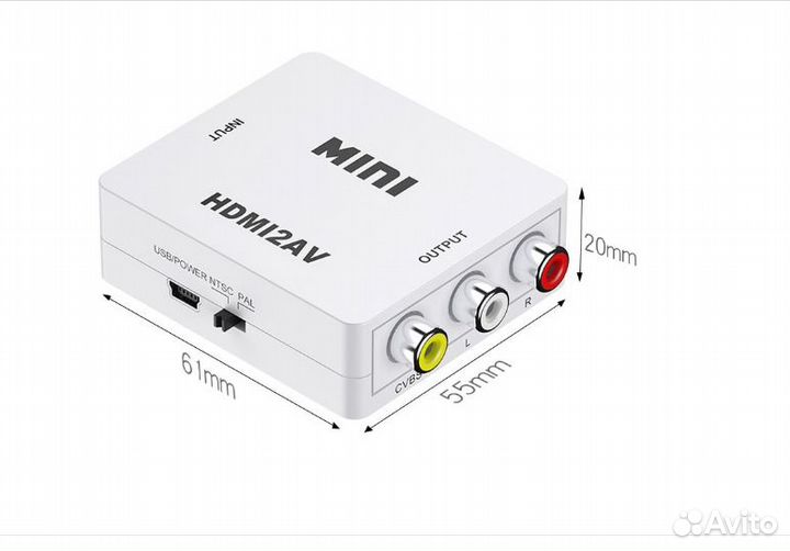 Переходник конвертер hdmi в AV (тюльпаны) / hdmi 2