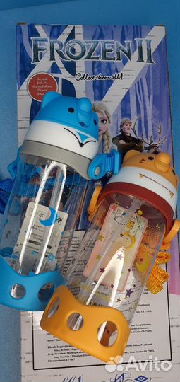 Детский поильник с авто-трубочкой +ремешок новые