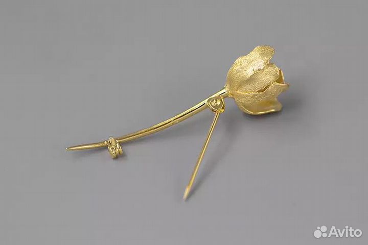 Брошка тюльпан Sakura Dream серебро в позолоте