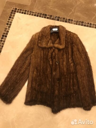 Шуба вязаная норка