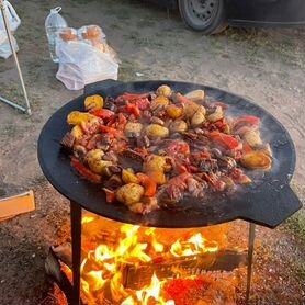 Казан с печкой, садж, сковорода чугунная, мангал