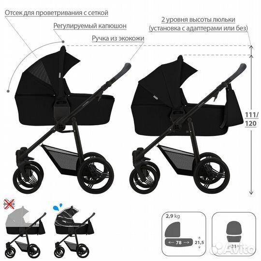 Коляска Bebetto Verturro 2 в 1