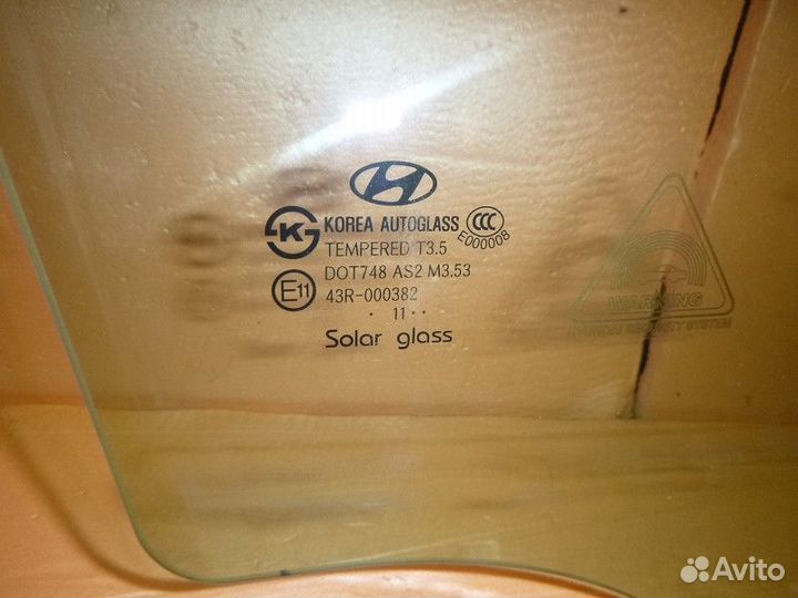 Стекло двери передней правой hyundai santa FE NEW