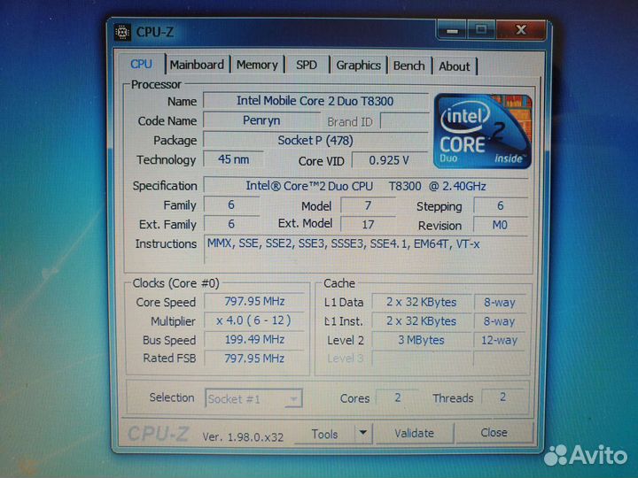 Intel Core 2 Duo Mobile T8300