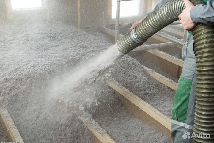 Эковата. Утепление в Раевке (услуга+материал)