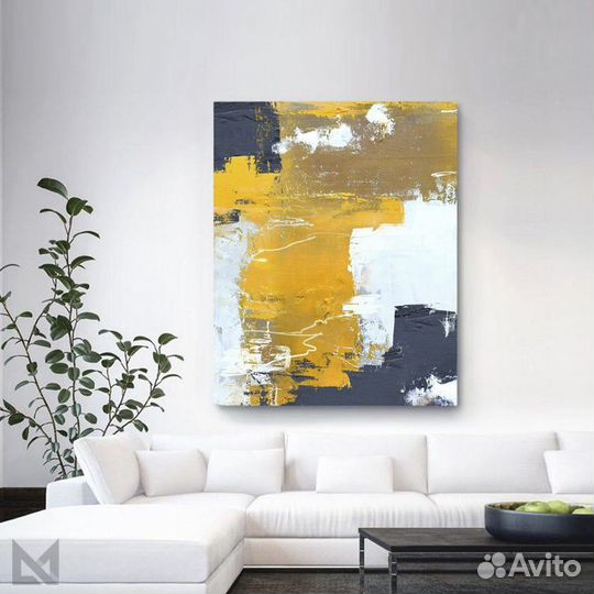 Картина. Абстракция с желтым. Ручная работа