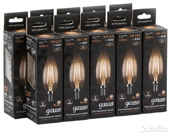 Упаковка светодиодных ламп 10 шт. gauss E14 C35 5В