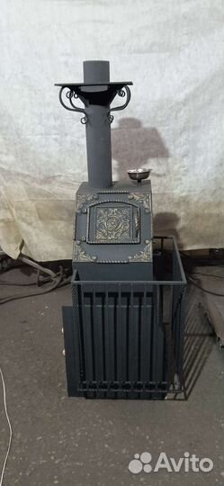 Печь для бани с выносной топкой и теплообменником