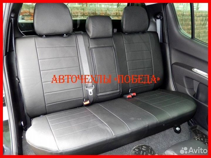 Чехлы Mitsubishi L200 из экокожи чёрные Классика