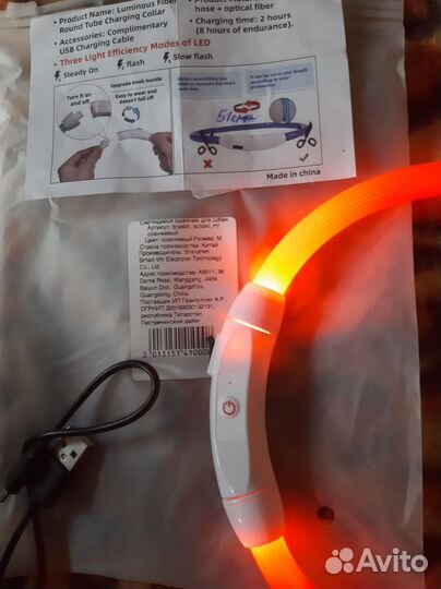 Светящийся ошейник для собак