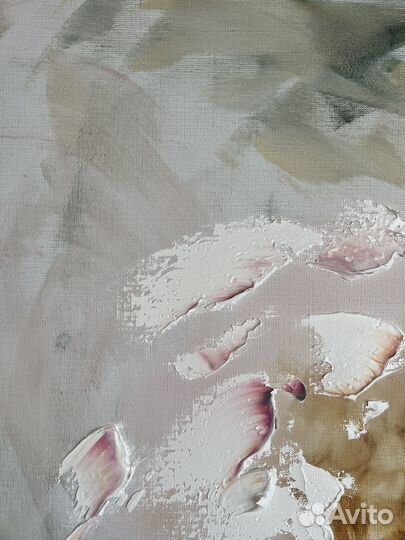 Интерьерные Огромные Белые Пионы на холсте