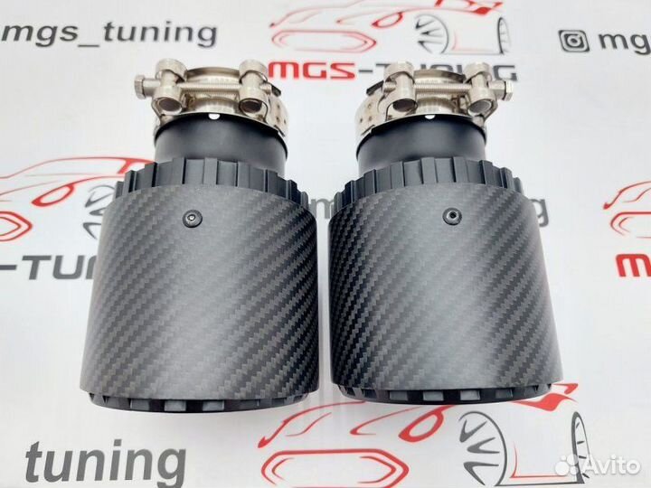 2 Насадки выхлоп Akrapovic Jet black карбон 102мм