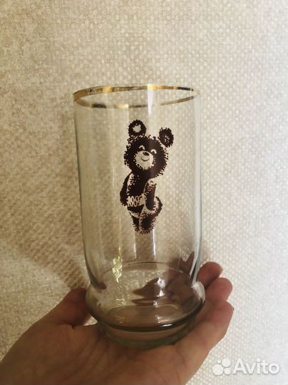 Стакан сссс тонкие стекло с Олимпийским мишкой