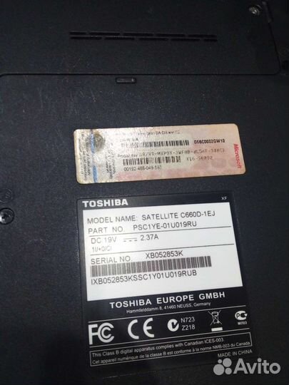 Ноутбук Toshiba satellite c660