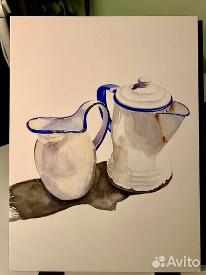 Картина акварельная этюд натюрморт