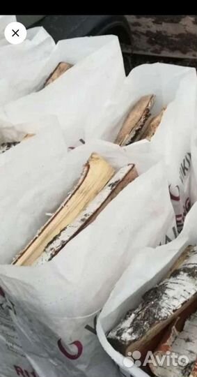 Дрова березовые колотые в мешках