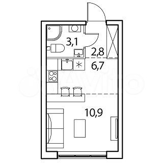 1-к. квартира, 23,5 м², 10/17 эт.