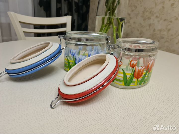 Набор Банки 2 шт с крышкой с клипсой новые