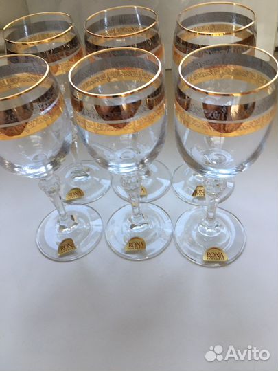 Бокалы для вина золотая каёмка словакия