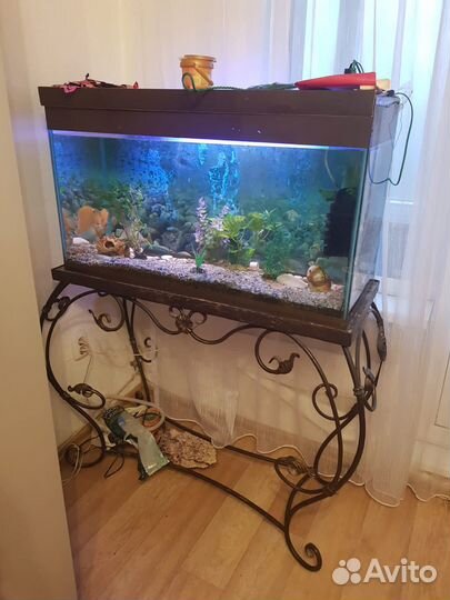 Аквариум на кованной подставке ручной работы