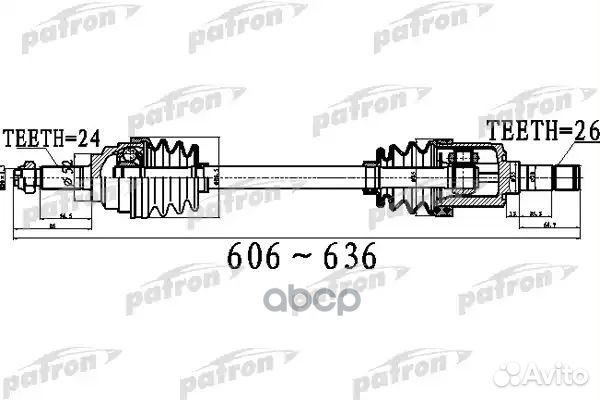 Полуось передний мост слева 24X606X52X26 KIA RI