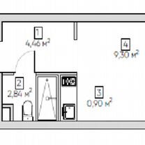 Апартаменты-студия, 17,5 м², 20/21 эт.