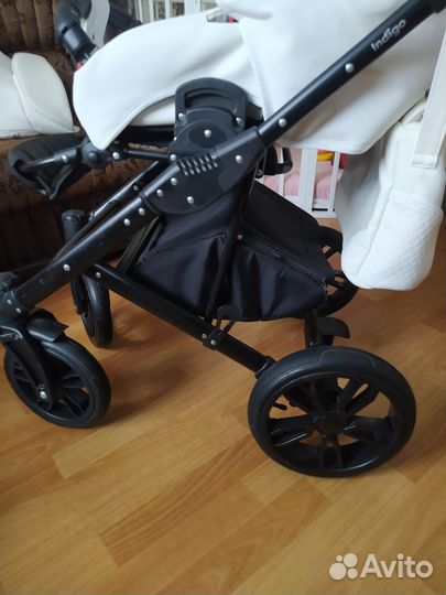 Коляска 2 в 1 индиго из экокожи