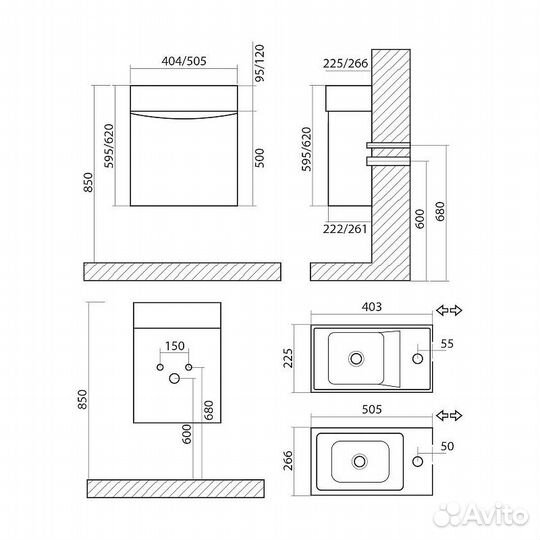 Тумба под раковину Art&Max Liberty-400-1D-SO-BL-L подвесная Белый глянец
