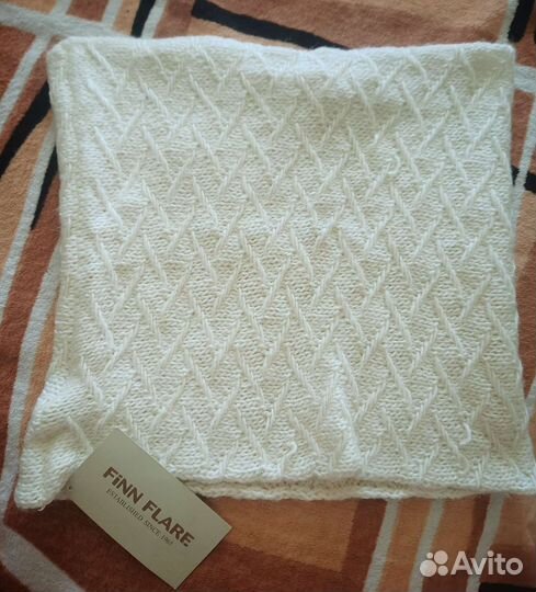 Шарф - снуд белый теплый