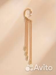 Серьга цепочка с бахромой