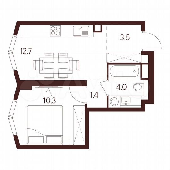 1-к. квартира, 31,9 м², 2/28 эт.