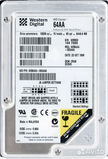Жесткий диск Western Digital WD64AA 6.4Gb 5400 IDE