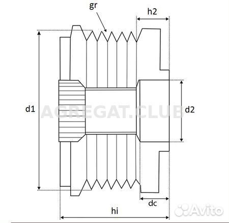 Шкив генератора обгонный krauf APM5424DE