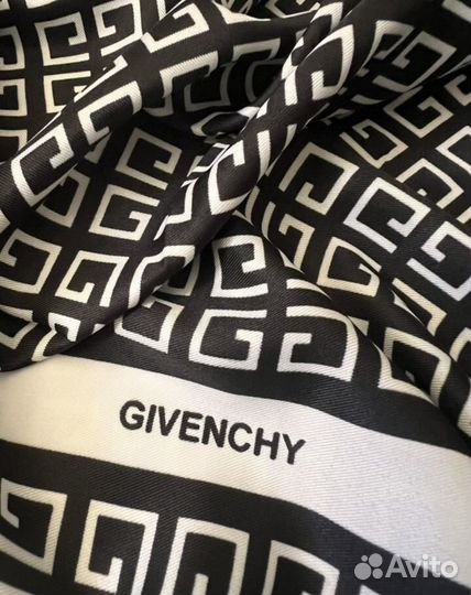 Платок шелковый givenchy живанши черно-белый