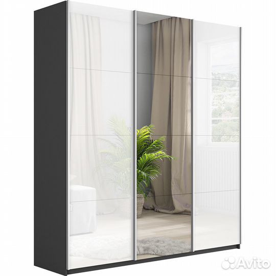 Шкаф-купе Широкий Прайм 3-х дверный (Стекло белое