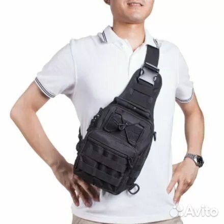 Сумка тактическая через плечо черная