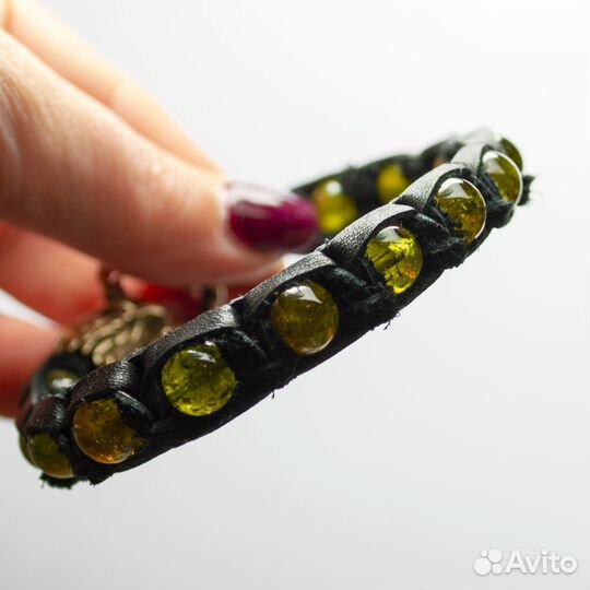Оригинальный браслет шамбала с зеленым гранатом