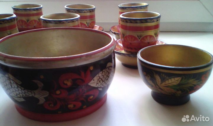 Сервиз чайный (деревянный) СССР + 2 чаши